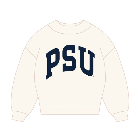 The Madi Classic Mockneck Penn State Applique | Bone