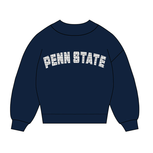 The Mallory Gingham Mockneck Penn State | Youth Navy