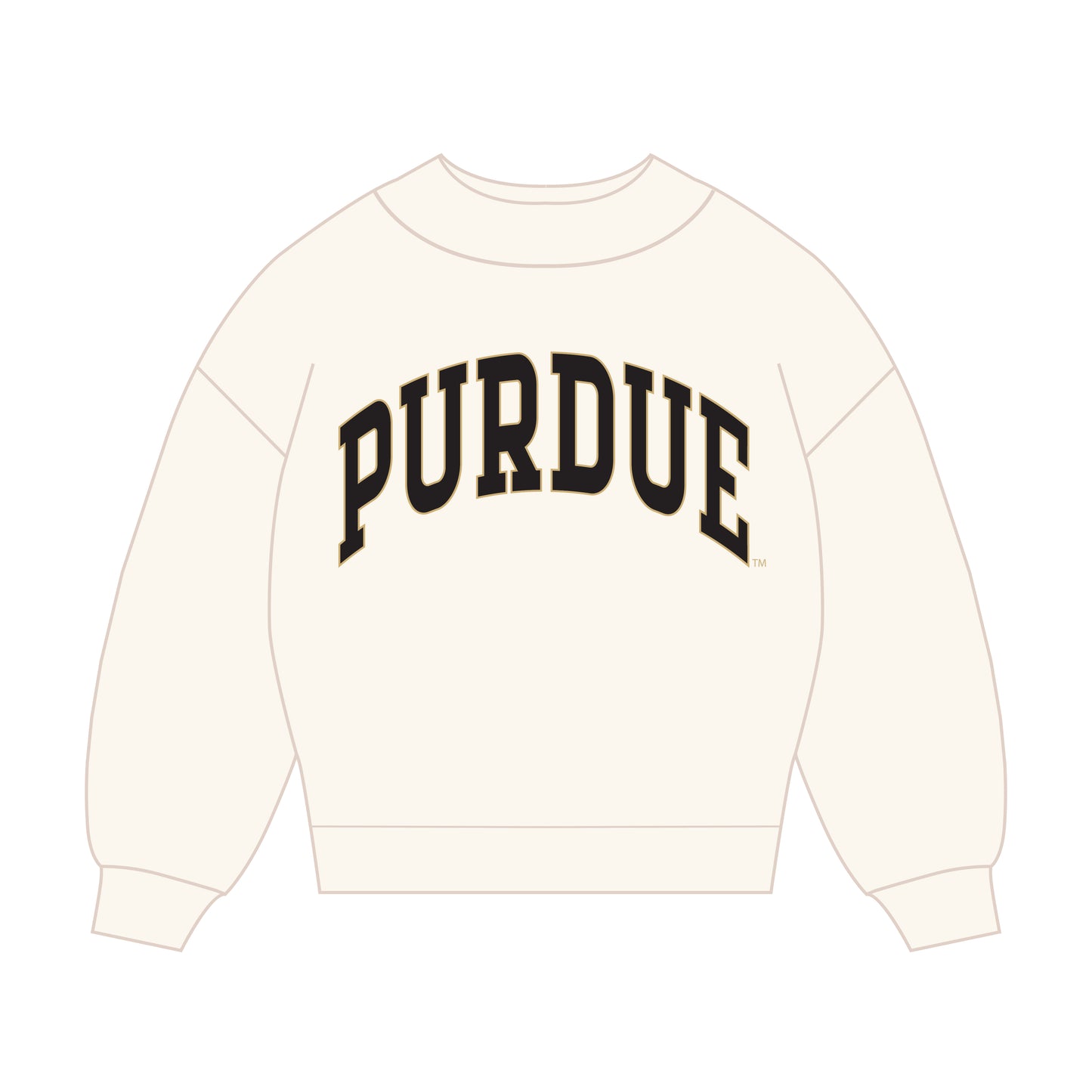 The Madi Classic Mockneck Purdue Applique | Bone