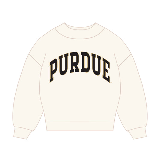 The Madi Classic Mockneck Purdue Applique | Bone