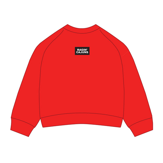 The Ava Airy Crewneck Ragin' Cajuns Woven Label | Bright Red