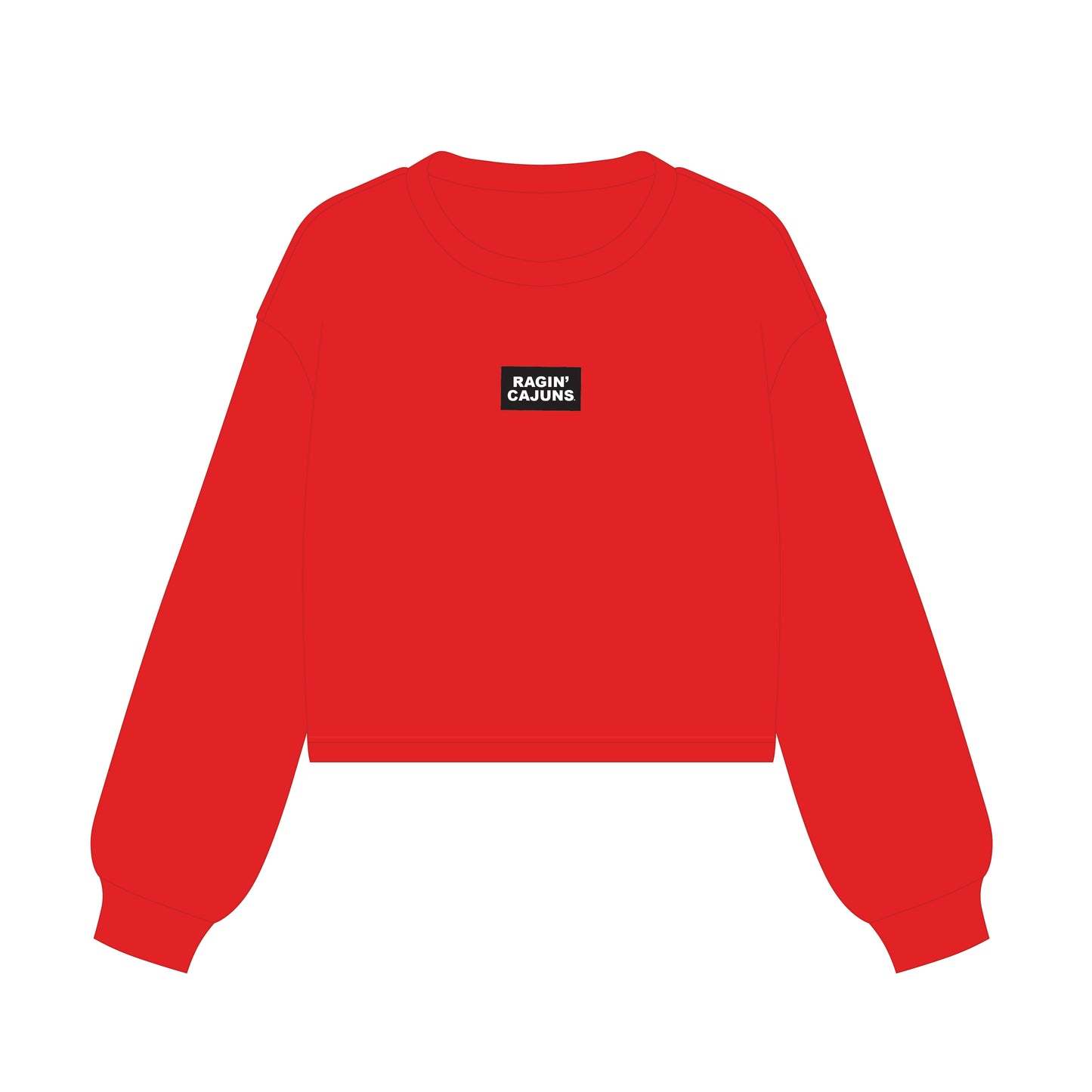 The Becca Boxy Crewneck Ragin' Cajun Woven Label | Bright Red