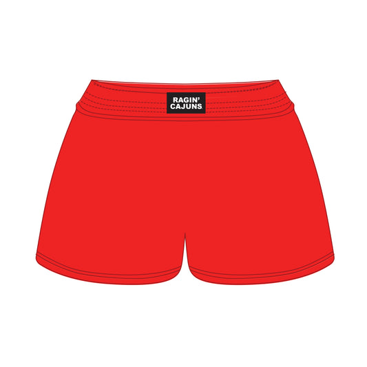 The Liz Nylon Shorts Ragin' Cajuns Woven Label | Red