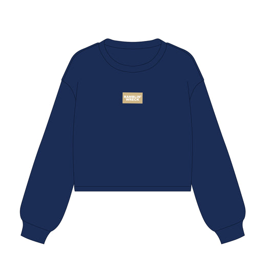 The Becca Boxy Crewneck Ramblin' Wreck Woven Label | Navy