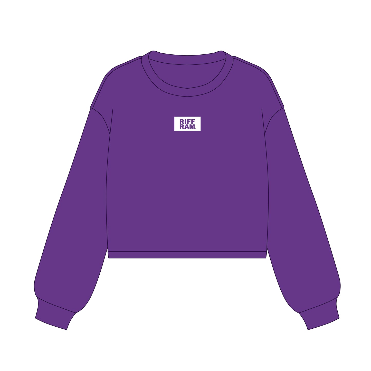 The Becca Boxy Crewneck Riff Ram Woven Label | Purple