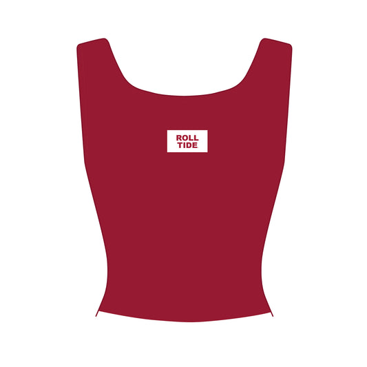 The Alli Ribbed Tank Roll Tide Woven Label | Crimson