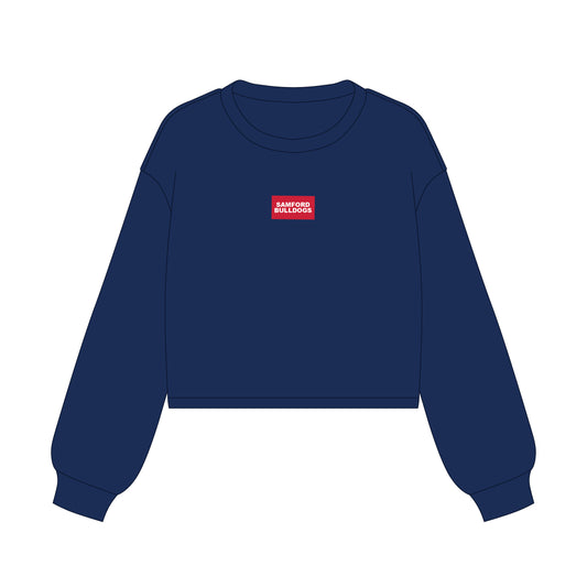 The Becca Boxy Crewneck Samford Bulldogs Woven Label | Youth Navy