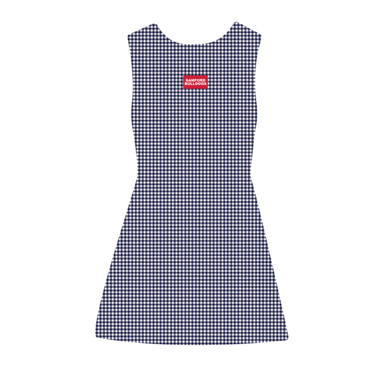 The Grace Gingham Dress Samford Bulldogs Woven Label | Navy