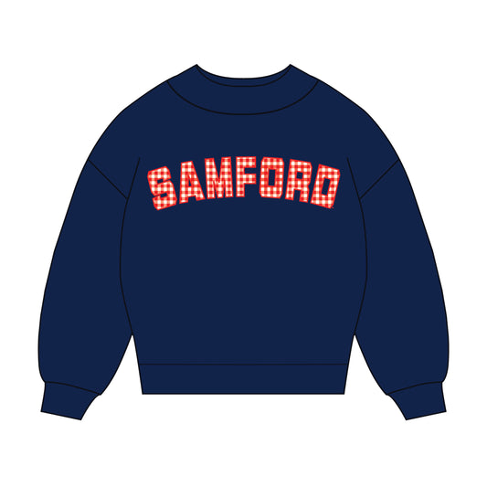 The Mallory Gingham Mockneck Samford | Navy