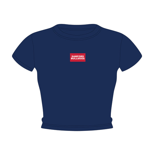 The Raegan Ribbed Baby Tee Samford Bulldogs Woven Label | Navy