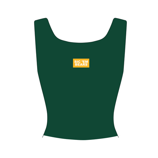 The Alli Airy Tank Sic 'Em Bears Woven Label | Youth Green