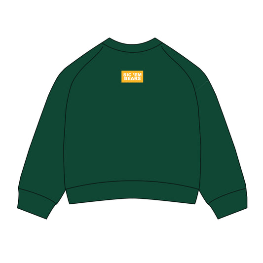 The Ava Airy Crewneck Sic 'Em Bears Woven Label | Green