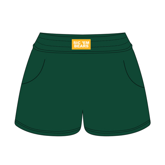 The Ava Airy Shorts Sic 'Em Bears Woven Label | Green