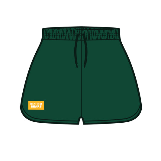 The Kristen Airy Lounge Shorts Sic 'Em Bears Woven Label | Green