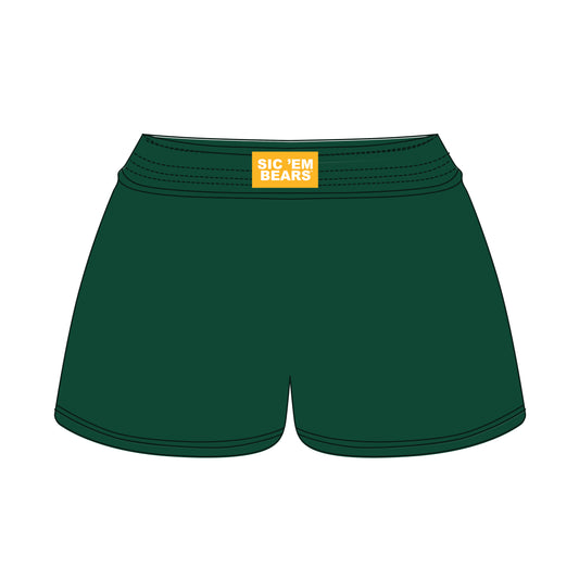 The Liz Nylon Shorts Sic 'Em Bears Woven Label | Green
