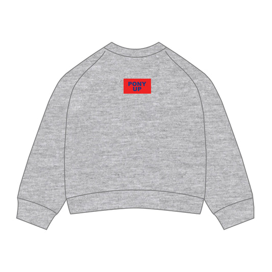 The Ava Airy Crewneck Pony Up Woven Label | Heather Grey