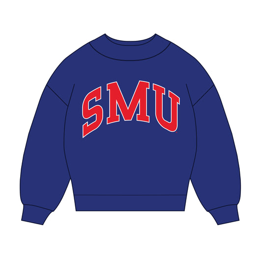 The Madi Classic Mockneck SMU Applique | Royal Blue
