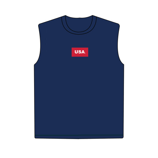 The Anna Active Tank USA Woven Label | Navy