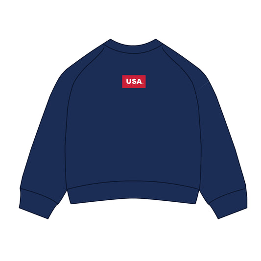 The Ava Airy Crewneck USA Woven Label | Navy