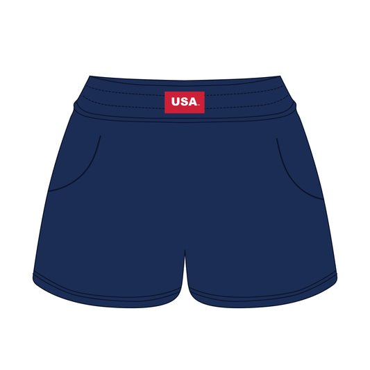 The Ava Airy Shorts USA Woven Label | Navy