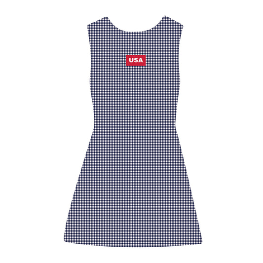 The Grace Gingham Dress USA Woven Label | Navy