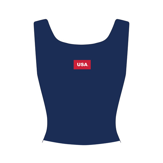 The Alli Ribbed Tank USA Woven Label | Navy