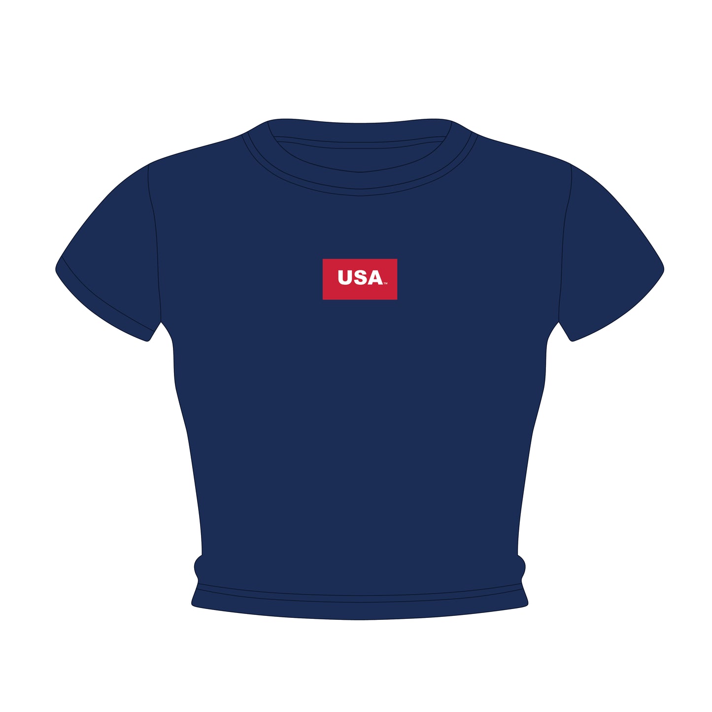 The Raegan Ribbed Baby Tee USA Woven Label | Navy