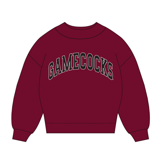 The Madi Classic Mockneck Gamecocks Applique | Maroon