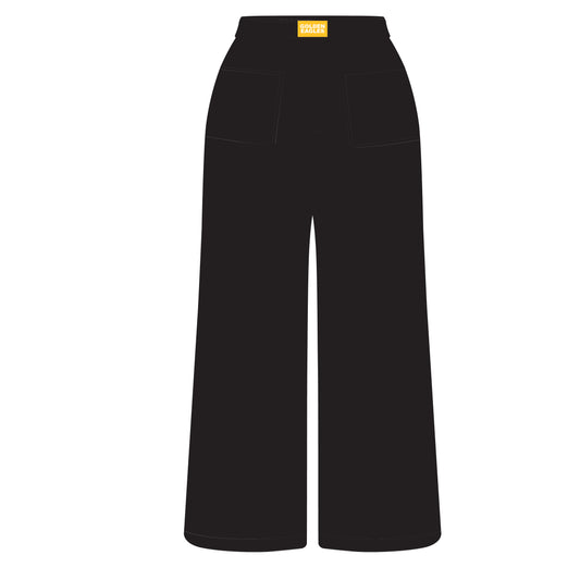 The Ava Airy Pants Golden Eagles Woven Label | Black