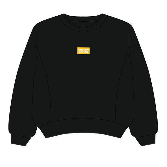 The Molly Corded Crew Golden Eagles Woven Label | Black