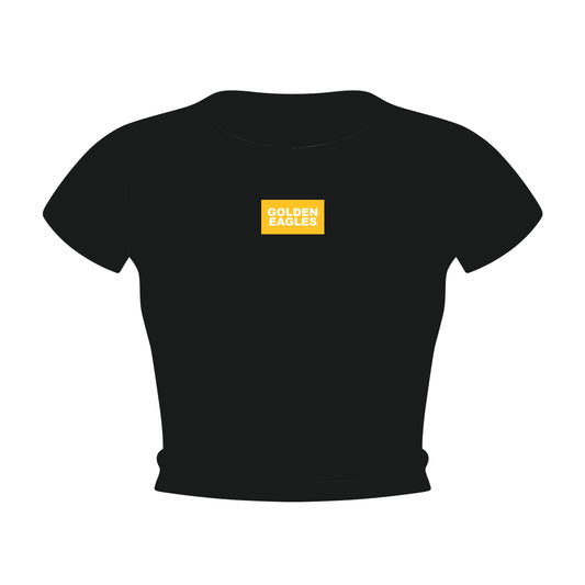 The Raegan Ribbed Baby Tee Golden Eagles Woven Label | Black