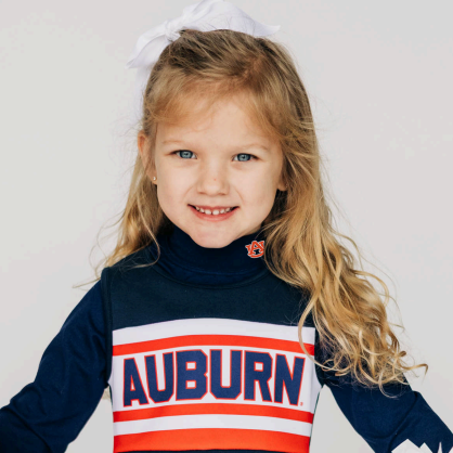 The Bri Embroidered Mockneck Auburn | Toddler/Youth Navy