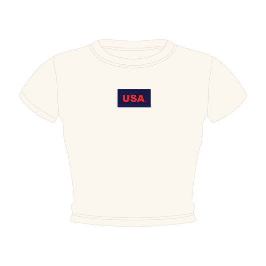 The Raegan Ribbed Baby Tee USA Woven Label | Youth Bone