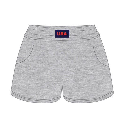 The Ava Airy Shorts USA Woven Label | Heather Grey