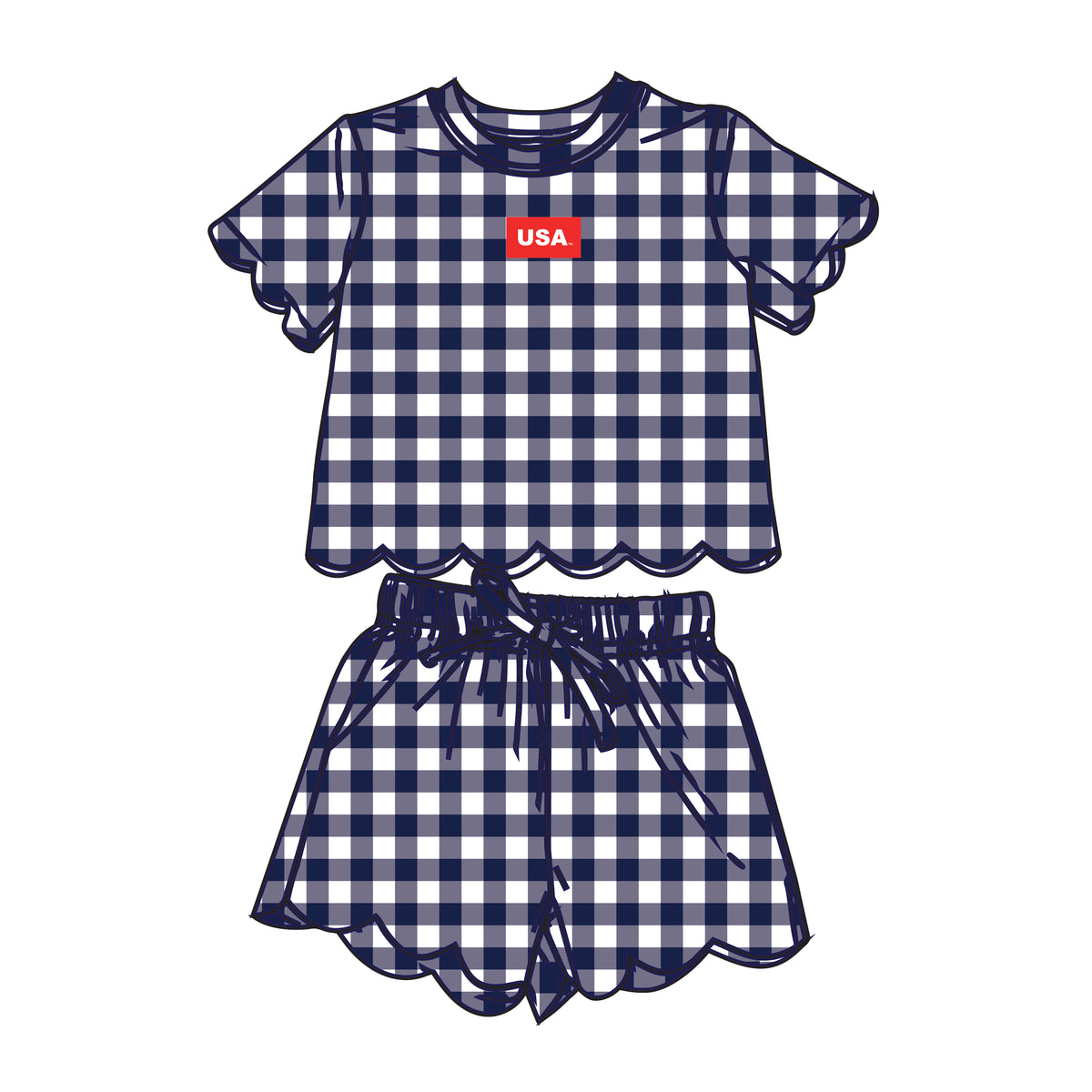 The Sue Scalloped Set USA | Youth Navy