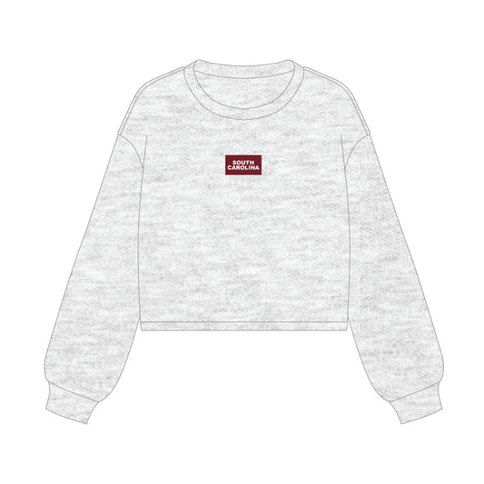 The Becca Boxy Crewneck South Carolina Woven Label | Ash