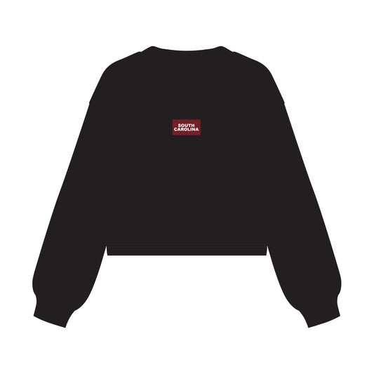 The Becca Boxy Crewneck South Carolina Woven Label | Black