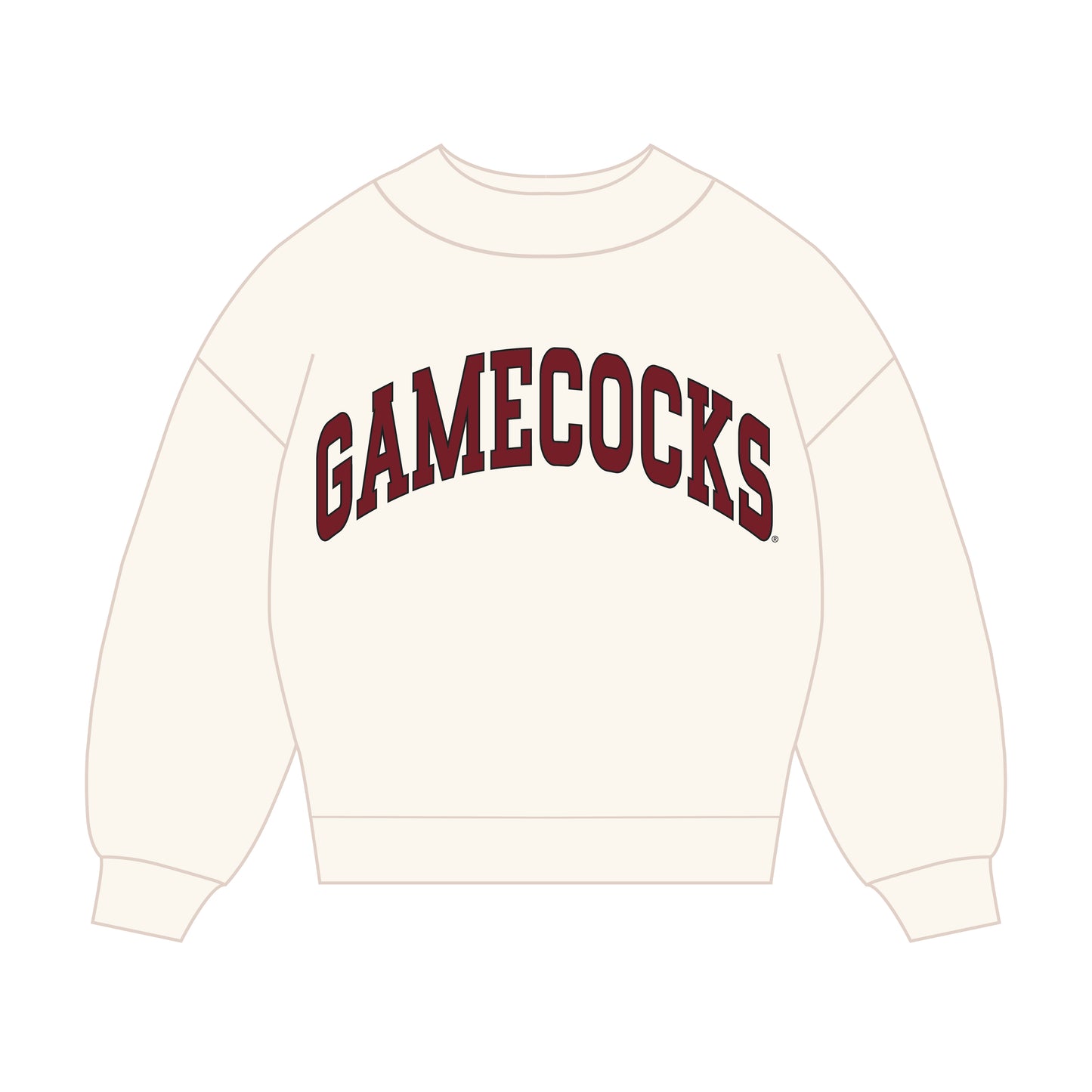 The Madi Classic Mockneck Gamecocks Applique | Bone
