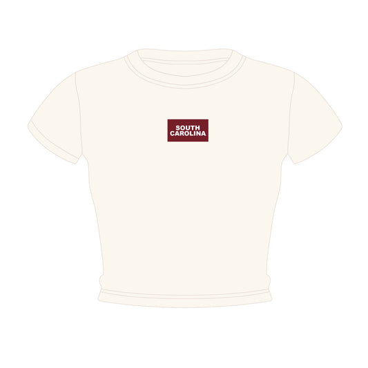 The Raegan Ribbed Baby Tee South Carolina Woven Label | Youth Bone