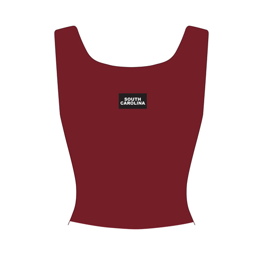The Alli Ribbed Tank South Carolina Woven Label | Deep Red