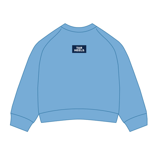 The Ava Airy Crewneck Tar Heels Woven Label | Carolina Blue