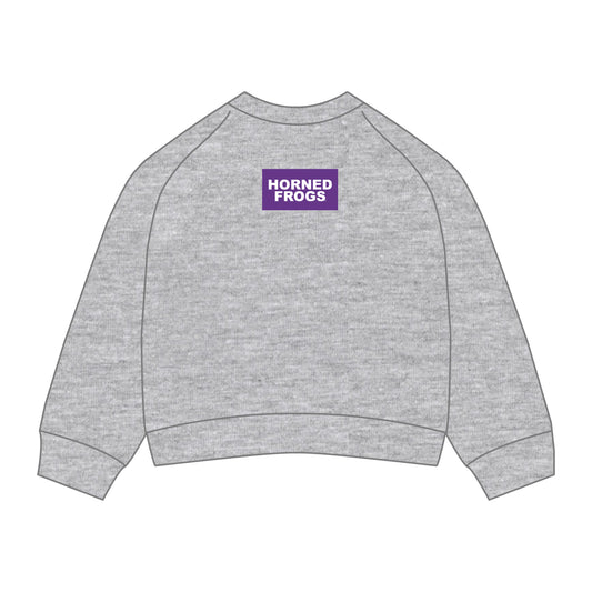 The Ava Airy Crewneck Horned Frogs Woven Label | Heather Grey