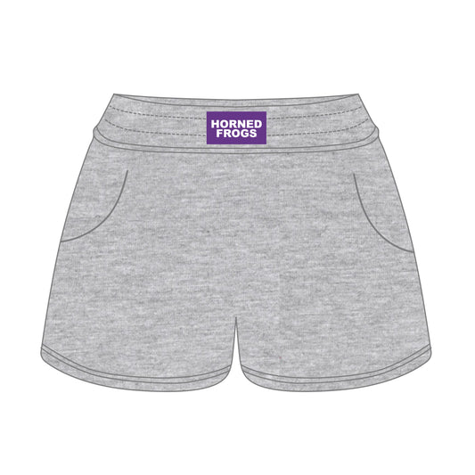 The Ava Airy Shorts Horned Frogs Woven Label | Heather Grey