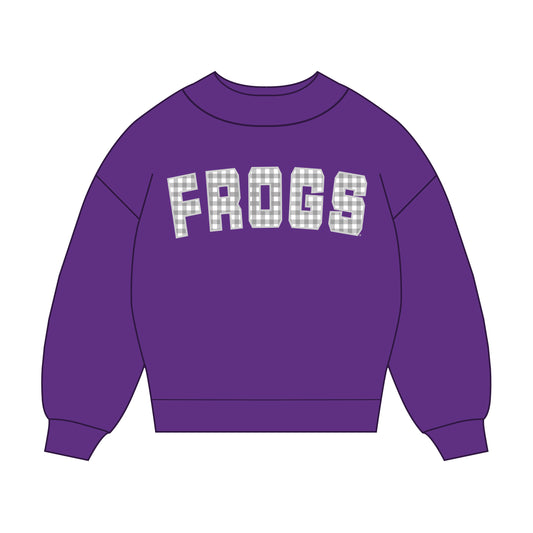 The Mallory Gingham Mockneck TCU | Purple