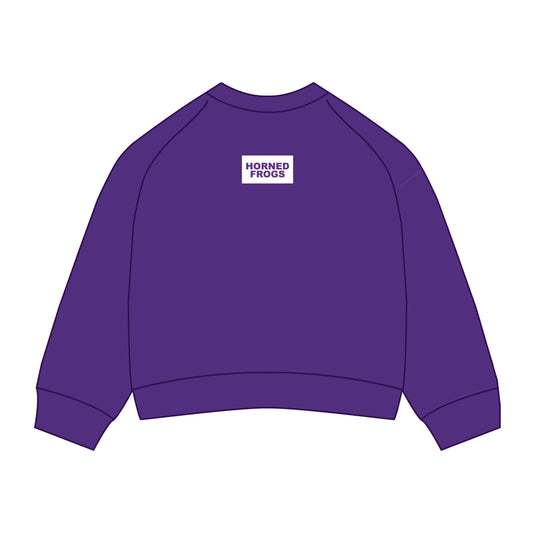 The Ava Airy Crewneck Horned Frogs Woven Label | Purple