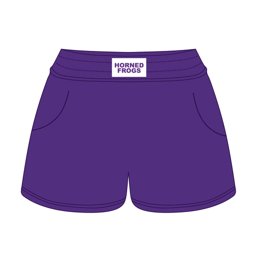 The Ava Airy Shorts Horned Frogs Woven Label | Purple