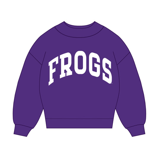 The Madi Classic Mockneck Frogs Applique | Youth Purple