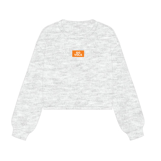 The Becca Boxy Crewneck Go Vols Woven Label | Ash