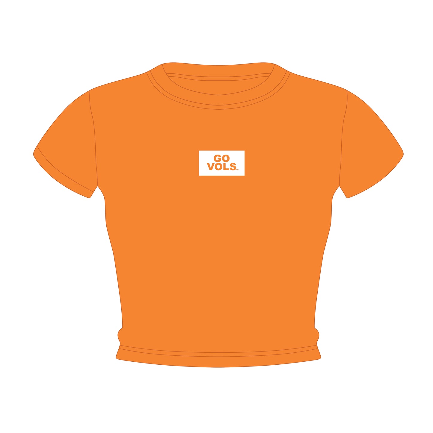 The Raegan Ribbed Baby Tee Go Vols Woven Label | Bright Orange