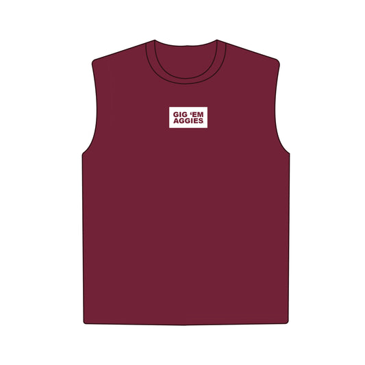 The Anna Active Tank Gig 'Em Aggies Woven Label | Deep Maroon